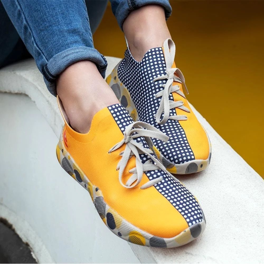 UIN Women’s Fashion Sneakers Casual Travel Shoes Mijas (Grey & Yellow)